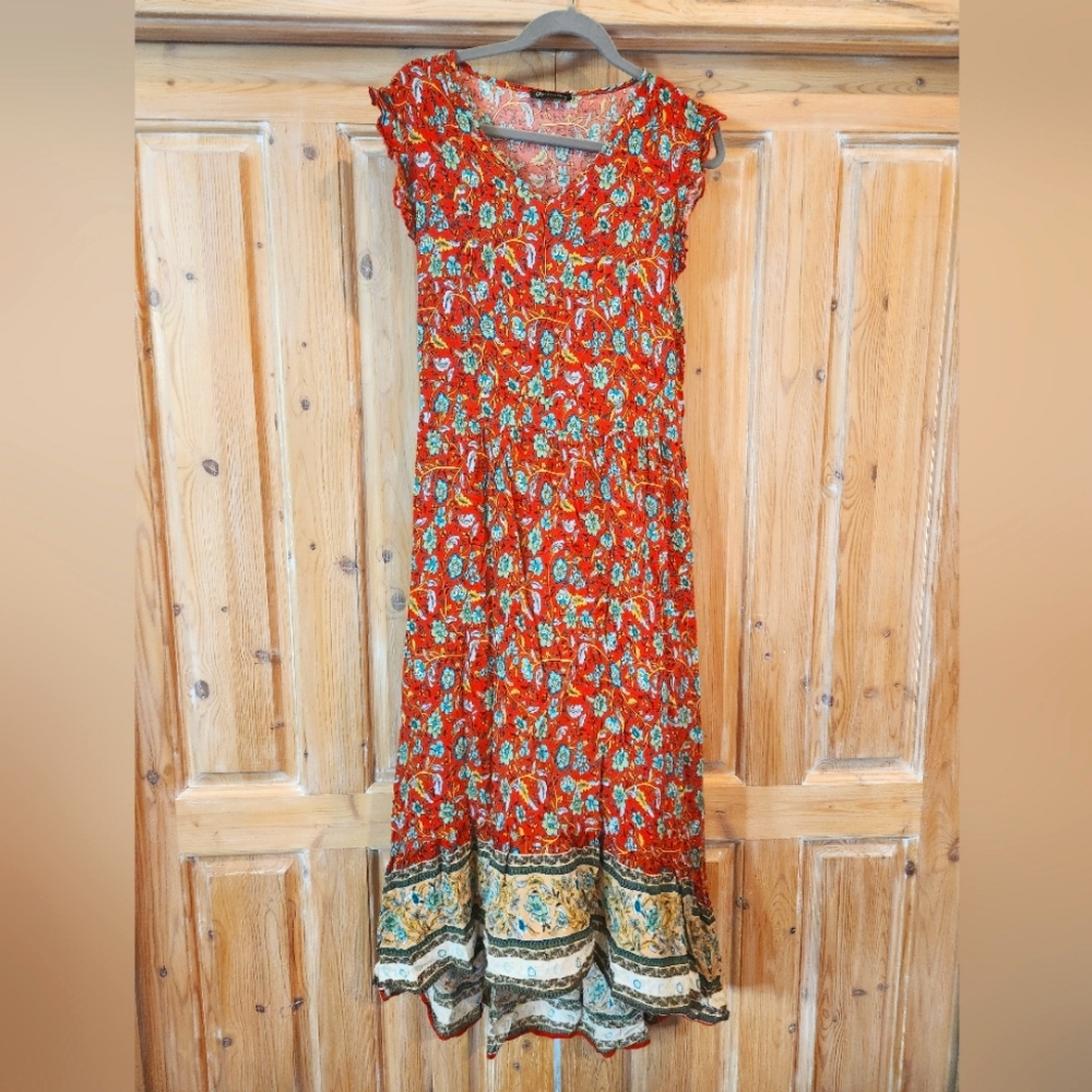 Womens v-neck high-low hem dress